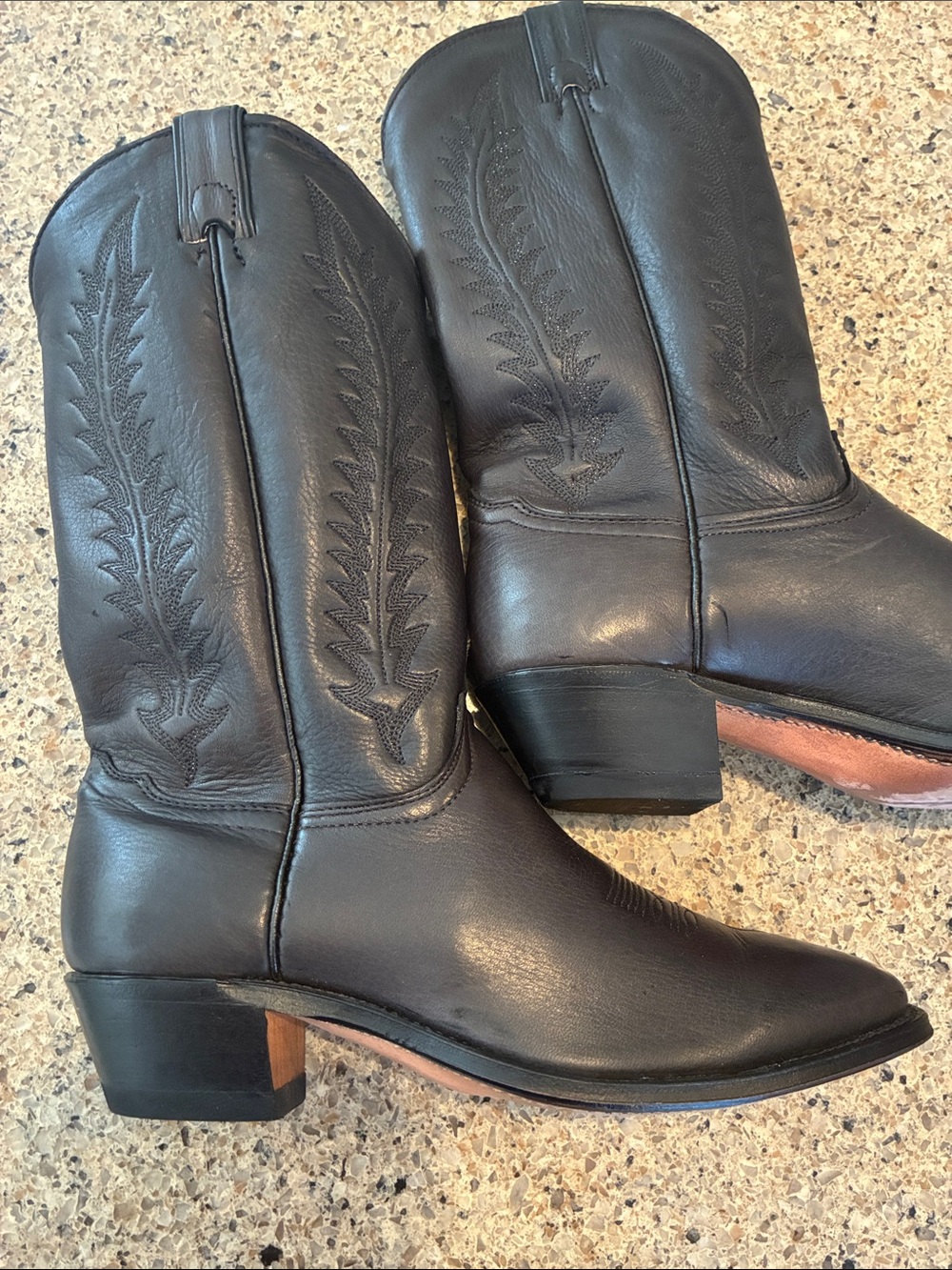 Women’s 8.5 M Custom Made in USA Classic Women's Dark Gray/Black Leather  Boots
